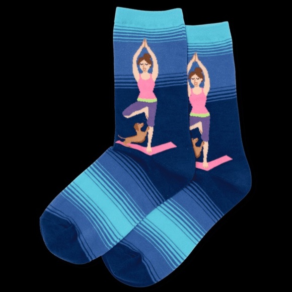 NWT Hot Sox - Yoga Girl with Dog - Picture 1 of 2